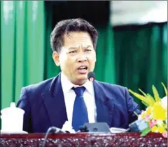  ?? HONG MENEA ?? Royal Academy of Cambodia president Sok Touch speaks at an event in 2021.