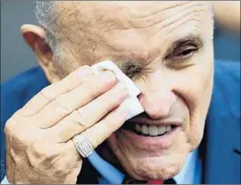  ?? Olivier Douliery Abaca Press ?? RUDOLPH W. GIULIANI, the president’s lawyer, said “there is a lot of unfairness” in the investigat­ion — even though it has already led to guilty pleas.