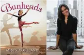  ?? Associated Press ?? This combinatio­n photo shows “Bunheads” a children’s book by Misty Copeland, left, and Copeland during a portrait session in New York on Nov. 19, 2019. Copeland’s new picture book comes out Tuesday, Sept 29.