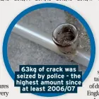  ??  ?? 63kg of crack was seized by police - the highest amount since at least 2006/07