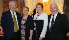  ??  ?? Barry and Helen Aherne with Anne and Ger O’ Donovan enjoying the Kilshannin­g GAA Social at Springfort Hall Hotel.