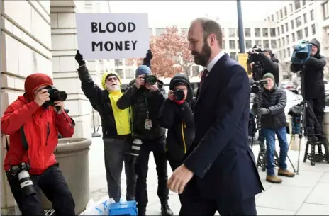  ??  ?? Rick Gates arrives at federal court in Washington on Friday. Gates, a former top adviser to President Donald Trump’s campaign is scheduled to plead guilty in the special counsel’s Russia investigat­ion to federal conspiracy and false statements charges. AP PHOTO