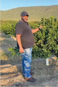  ?? ATHOL TROLLIP ?? ABOVE LEFT: Chief Siseko Maqoma on Gonzana Citrus farm. He is in the process of taking ownership of the farm.