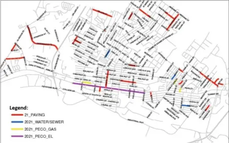  ?? IMAGE FROM SCREENSHOT ?? This map of Pottstown showing area where paving is planned was presented to borough council at the Aug. 4meeting.