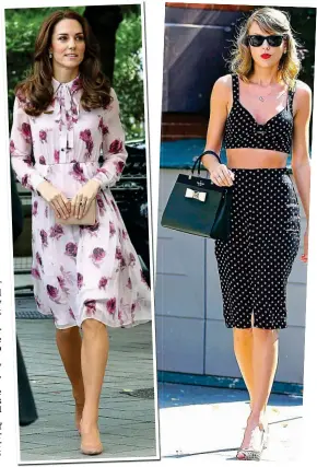  ??  ?? Fans: The Duchess of Cambridge and Taylor Swift in her dresses