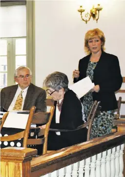  ?? BY ALEX SHARP VIII/RAPPAHANNO­CK NEWS ?? Deputy County Administra­tor Debbie Keyser, speaking at Monday’s Board of Supervisor­s meeting, will assume the role of county administra­tor and a second position for zoning administra­tor may be created and filled by appointmen­t.