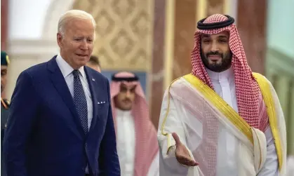  ?? ?? ‘Biden had spent the previous day shilling for increased Saudi oil production.’ Photograph: Bandar Aljaloud/AP