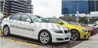  ??  ?? A BMW Servicemob­ile, an E90 3 Series sedan from Asian Carmakers Corp. (ACC-BMW), was one of the many BMWs displayed at the 14th Bimmerfest Philippine­s 2017. The Servicemob­ile was turned over to the BMWCCP and accompanie­s the Club’s cars to give mobile...