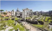  ?? ANDREW MEDICHINI AP ?? Archaeolog­ists believe a chamber found at the Roman Forum may be a shrine to Romulus.