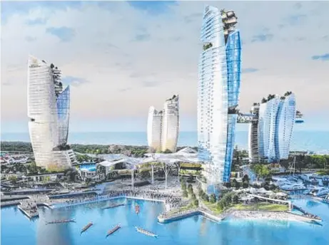  ?? ?? ASF’S proposed integrated resort at The Spit spurred strong reaction from the public. They also turned out at council meetings (below left) to hear discussion­s on proposals such as Sunland’s $600m Mariner’s Cove developmen­t (right).
