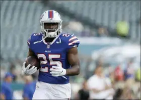  ?? MICHAEL PEREZ — THE ASSOCIATED PRESS ?? In a file photo, Buffalo Bills’ running back LeSean McCoy warms up prior to a preseason game against the Philadelph­ia Eagles last summer. McCoy says an allegation posted on social media accusing him of bloodying his former girlfriend’s face is baseless and false. An Instagram post Tuesday, July 10, 2018, from a person who says she is friends with the woman showed a graphic photo of the former girlfriend and accuses McCoy of physically abusing her, his son and his dog, as well as injecting steroids.