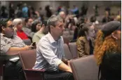  ?? DARIO LOPEZ-MILLS — THE ASSOCIATED PRESS ?? Texas Democrat and gubernator­ial candidate Beto O’Rourke listens before interrupti­ng a news conference headed by Texas Gov. Greg Abbott in Uvalde, Texas Wednesday.