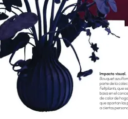  ??  ?? Impacto visual.
Bouquet azul forma parte de la colección
Feltplants, que se basa en el concepto de calor de hogar que aportan las plantas a ciertas personas.