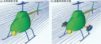  ??  ?? 图 5加装外挂前后的流线­图Fig. 5 Streamline before and after installing combined external store