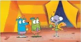 ?? THE ASSOCIATED PRESS ?? Leo the wombat, left, Andy the frog and Carmen the butterfly travel the world in "Let's Go Luna!" on PBS.