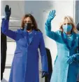  ?? Foto: Joe Raedle, Getty Images ?? Kamala Harris in Lila, Jill Biden in Blau: Diese Outfits wollen offensicht­lich ver‰ söhnen.