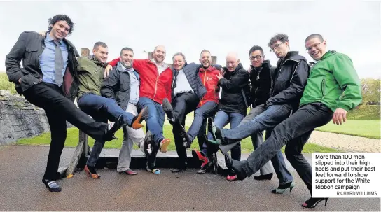  ??  ?? RICHARD WILLIAMS More than 100 men slipped into their high heels and put their best feet forward to show support for the White Ribbon campaign