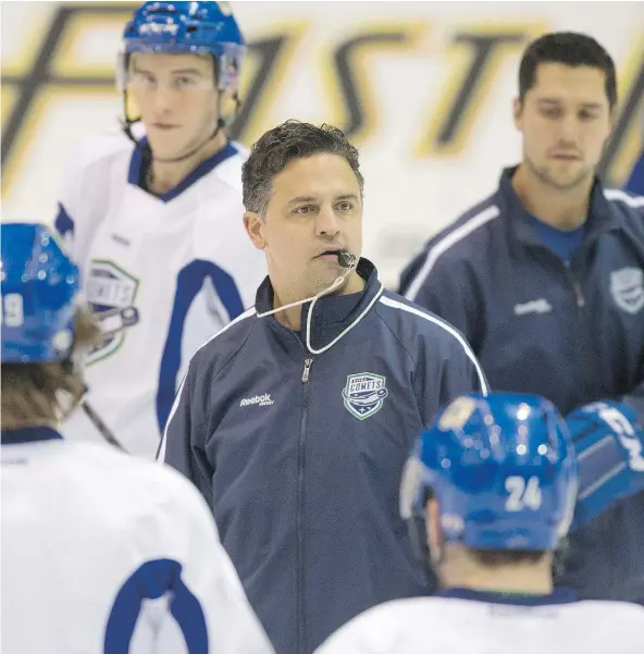  ?? ARLEN REDEKOP/PNG FILES ?? Utica Comets coach Travis Green is known in hockey circles as a teacher and a tactician. Many consider Green to be the Canucks’ coach-inwaiting and his name was mentioned this summer in connection with several vacant NHL coaching jobs.