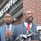  ?? JOSE F. MORENO/THE PHILADELPH­IA INQUIRER VIA AP ?? Philadelph­ia City Councilman Kenyatta Johnson, right, hopes the ATF will work closely with the city.