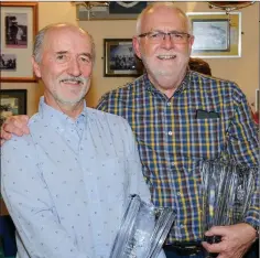  ??  ?? Members for over 50 years: Ciaran Driver and Steve Hannon with their awards,