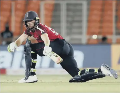  ?? PICTURE: AP ?? TOP SCORE: England T20i opener Jos Buttler on his way to a career-best 83 not out -- the cornerston­e of the tourists’ eight-wicket win.