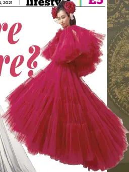  ?? (Courtesy of Giambattis­ta Valli) ?? Giambattis­ta Valli: There was no compromise when it came to fun, as he unveiled endless miles of ruffled taffeta and tulle.