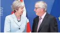  ??  ?? British PM Theresa May ( left) with European Commission Prez Jean-Claude Juncker in Brussels on Friday