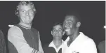  ?? AP FILE ?? Soccer players Pelé, right, and Bobby Moore meet before a game on Sept. 22, 1970, in Mexico.
