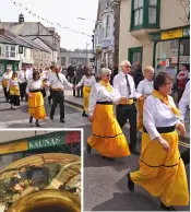  ??  ?? Brass bands and dancers celebrate Trevithick Day in Camborne.