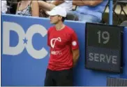  ?? NICK WASS — THE ASSOCIATED PRESS ?? A ball boy stands next to the serve clock during a match at the Citi Open in Washington on Aug. 24.