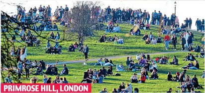  ?? ?? PRIMROSE HILL, LONDON Rules? What rules? Crowds out enjoying the sun