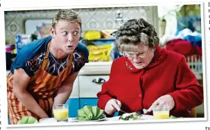  ??  ?? SHOW STALWART: Gary as hairdresse­r Dino with Mrs Brown