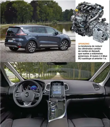  ??  ?? UPSINZING La tendencia de reducir las cilindrada­s cambia de rumbo en Renault, que vuelve a volúmenes generosos. El nuevo 2.0 Blue dCi sustituye al anterior 1.6.