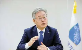  ?? /Reuters ?? Next generation: Lee Jae-myung of South Korea’s opposition Democratic Party has warned that national extinction has become an ‘imminent challenge’ for his country.