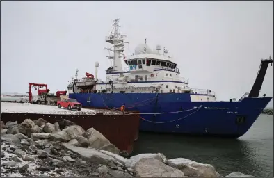  ?? Photo by Diana Haecker ?? NOVEMBER CRUISE— The Sikuliaq docked at the Nome Port prior to embarking on the November cruise.