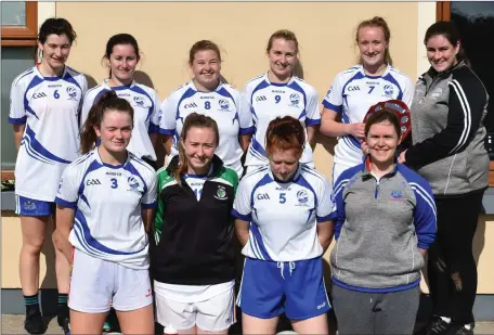  ??  ?? A big congratula­tions to the Aghinagh Macra Ladies football team who overcame Donoughmor­e in the final of the Muskerry round competitio­n and will now advance to the All-Ireland finals, pictured are: Marian Coakley, Ellen Coakley, Mary O Leary, Lauren Manning, Brid Cotter, Moira Twomey, Ireane O’ Callaghan, and Aileen Corkery. The ladies team will also be joined by the Aghinagh Macra Mens football team, who are also set to compete in the All-Ireland National Football Finals next month in Kerry.