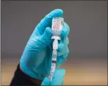  ?? Brian Cassella / TNS ?? A syringe of the Moderna COVID-19 vaccine is prepared.