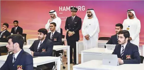  ?? Virendra Saklani/Gulf News ?? Shaikh Mohammad at the inaugurati­on of the academy with Shaikh Hamdan Bin Mohammad Bin Rashid Al Maktoum, Crown Prince of Dubai and Shaikh Ahmad Bin Saeed Al Maktoum, President of Dubai Civil Aviation and Chairman and CEO of Emirates Group.