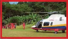  ??  ?? HELIKOPTER Agusta A109E
Unit Udara JBPM membatalka­n penerbanga­n ihsan kerana pesakit melahirkan anak lebih awal.