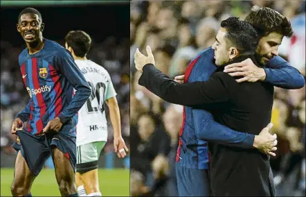  ?? FOTOS: PERE PUNTÍ ?? Xavi ha logrado revitaliza­r a Dembélé y le tocó despedir a Piqué, que se retiró definitiva­mente