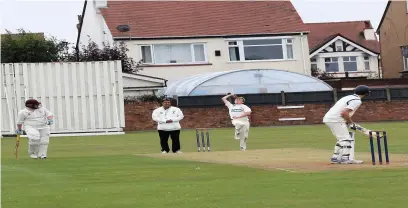  ?? Ray Hibbs ?? ● George Cambell about to bowl Jonathan Ashcroft for Southport Trinity