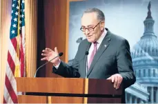  ?? ANNA MONEYMAKER/THE NEW YORK TIMES ?? Senate Majority Leader Chuck Schumer, seen Tuesday, said Senate debate on President Biden’s $1.9 trillion coronaviru­s relief bill would start as soon as Wednesday. Democrats want to send a final package to the president by March 14.