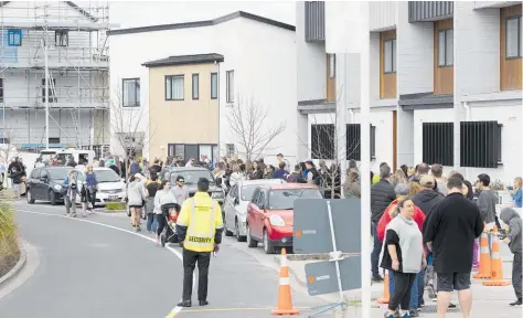  ??  ?? Queues outside the Auckland homes that featured in the 2018 season of The Block NZ. Photo / Greg Bowker