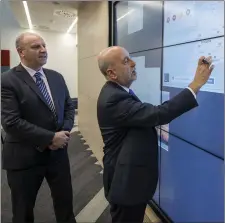  ?? Killorglin RDI Hub CEO Liam Cronin gives Central Bank Governor Gabriel Makhlouf a tour of the new facility. All photos by Domnick Walsh ??