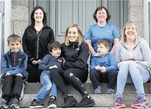  ??  ?? FIT FOR THE CHALLENGE: From left, Robbie Leask, Holly Jamieson, William Leask, Julie Leask, Geordie Leask, Kathleen Jamieson and Joanne Stewart (the three boys are Julie’s sons)