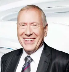  ??  ?? THE VOICE OF FOOTBALL. . . Sky’s main man Martin Tyler had to give up playing full- time to follow his dream of working in television