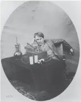  ??  ?? This 1888 photo shows Thomas Edison listening to a wax cylinder phonograph. Researcher­s have digitized what experts say is history’s first-ever recorded musical performanc­e, along with the first recorded blooper. Recorded on a sheet of tinfoil on a...