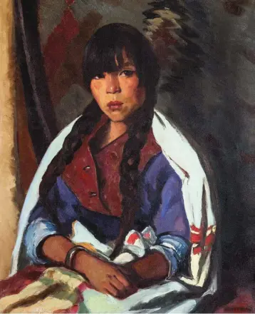  ??  ?? Robert Henri (1865-1929), Indian Girl of New Mexico (a.k.a. Julianita), 1917. Oil on canvas, 32 x 26 in. Collection of Gilbert Waldman. Photo by Loren Anderson Photograph­y.