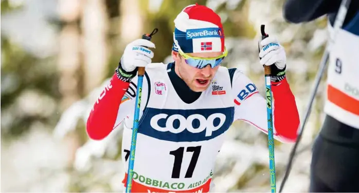  ?? FOTO: JON OLAV NESVOLD, BILDBYRÅN ?? POSITIVT: Helgen i Toblach har vaert flere steg i riktig retning for Sjur Røthe.