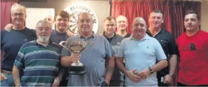  ??  ?? The Halton Stadium team, winners of 2019 Widnes Bowling Club Cup: Colin Rigby, Joe Price, Robbie Gorst hiding Joe Kelly, Ged Price, Kev Garcia, Tony Jackson, Alan Magee John Bowles and Jonny Leather